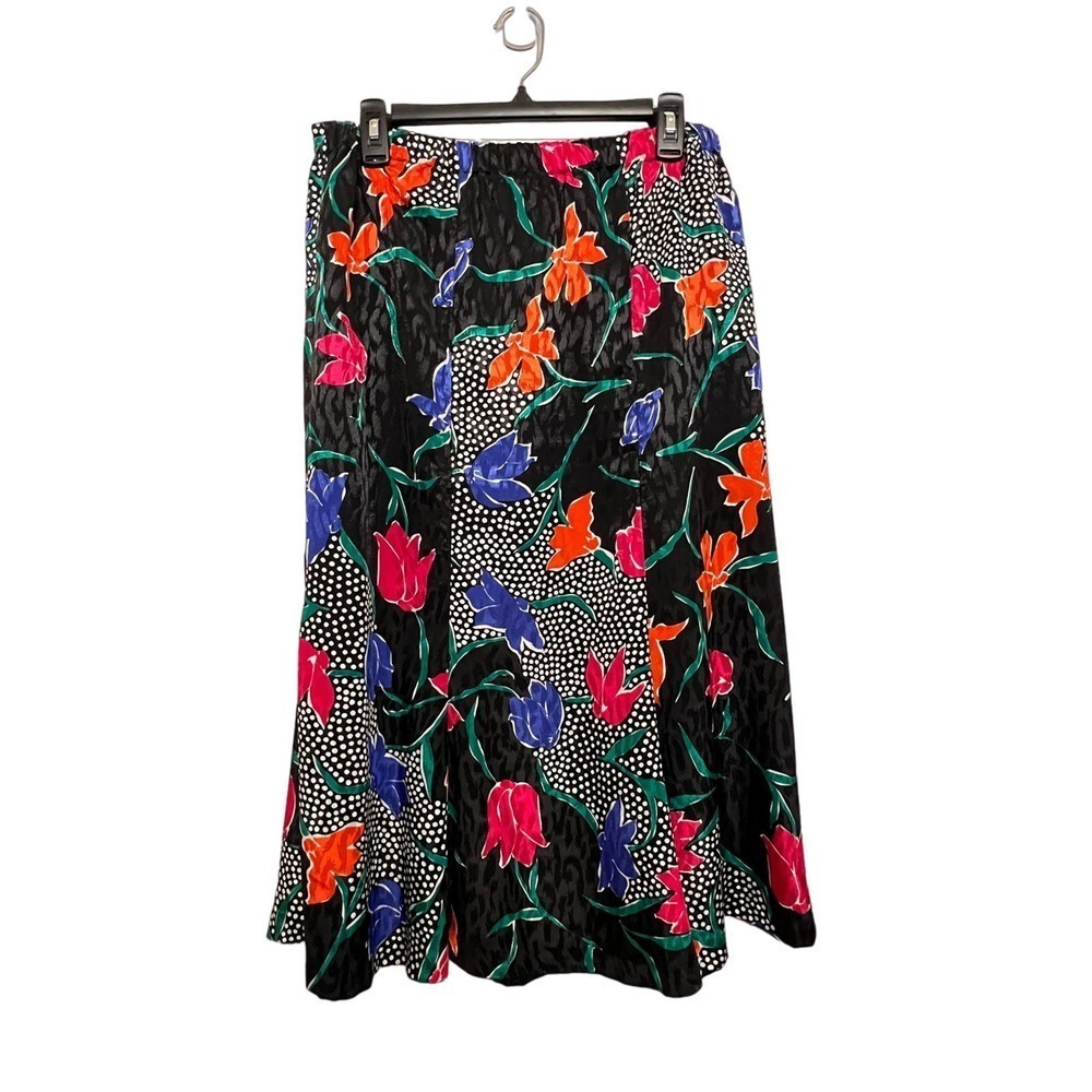 Vintage REGAL Made in USA Floral Polka Dot Skirt Medium